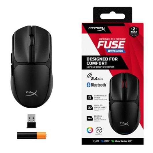 HyperX Pulsefire Fuse Wireless Rato Gaming Sem Fios Bluetooth 12000 DPI Preto