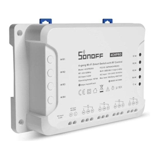 Relais Wi-Fi Sonoff 4CH Pro R3 Contrôle de l’éclairage, Volets, DIN, RF 433 MHz
