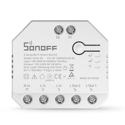 Relais Wi-Fi Sonoff Dual R3 Contrôle des volets et de l’éclairage, Suivi de l’énergie, Encastrable DIN