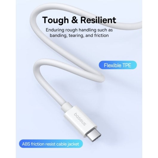 Baseus Superior 2 Cable Carga Rápida 240W USB4 40Gbps USB-C a USB-C 1.8m Blanco