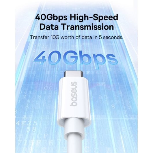 Baseus Superior 2 Cable Carga Rápida 240W USB4 40Gbps USB-C a USB-C 1.8m Blanco