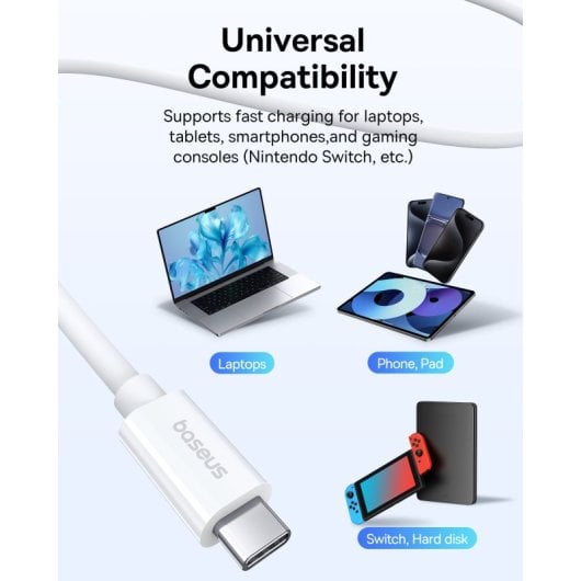 Baseus Superior 2 Cable Carga Rápida 240W USB4 40Gbps USB-C a USB-C 1.8m Blanco