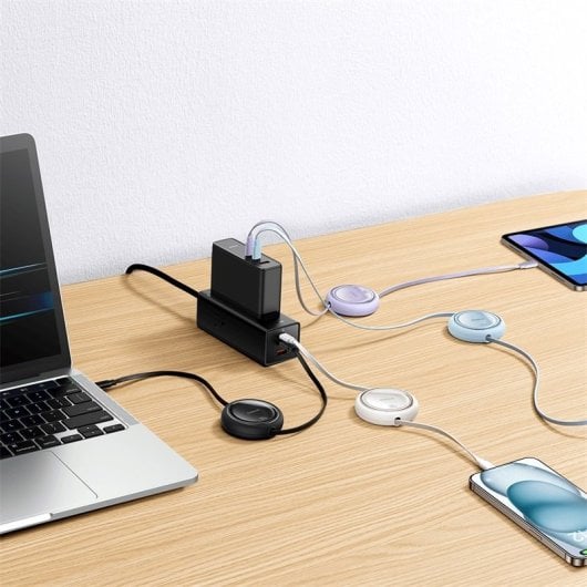 Baseus Free2Draw Cabo Retrátil USB-C com Carga Rápida 100W 1m Preto