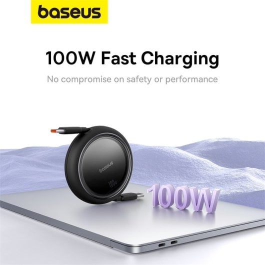 Baseus Free2Draw Cabo Retrátil USB-C com Carga Rápida 100W 1m Preto