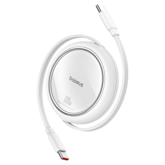 Baseus Free2Draw Cabo Retrátil USB-C com Carga Rápida 100W 1m Branco