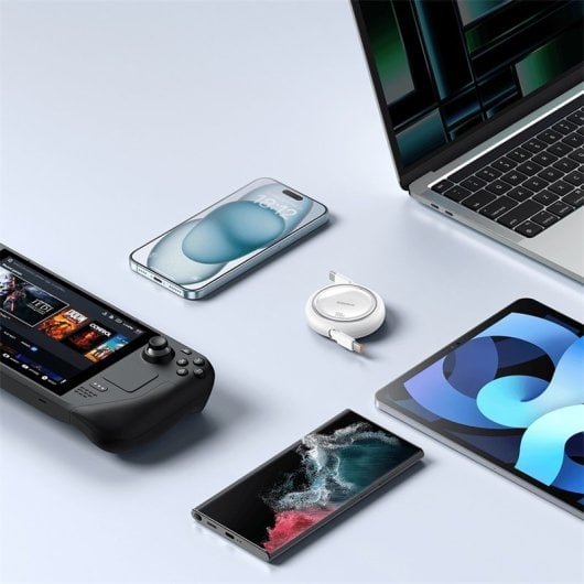 Baseus Free2Draw Cabo Retrátil USB-C com Carga Rápida 100W 1m Branco