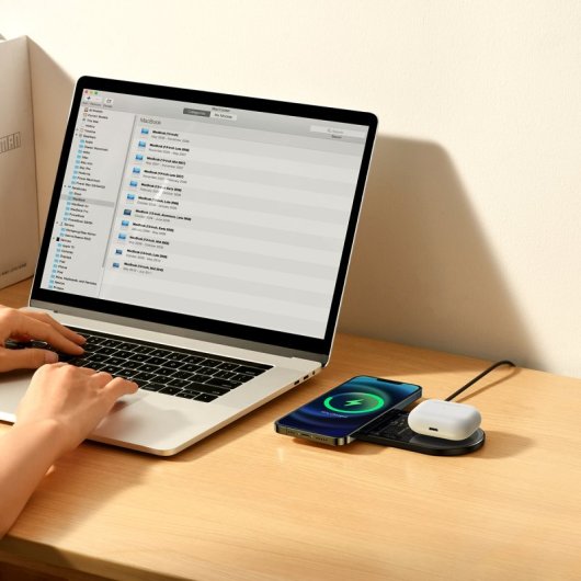 Baseus Kabelloses Ladegerät 2in1 20W LED Digitalanzeige mit 1m USB-C Kabel Schwarz）