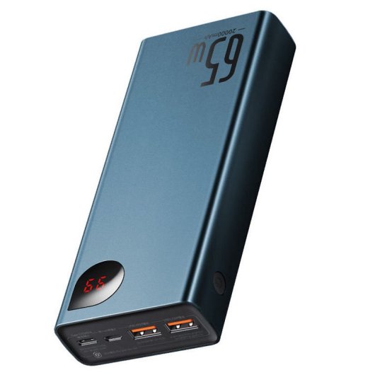 Baseus Adaman Powerbank 65W 20000mAh Azul Metálico + Cabo 50cm USB-A/USB-C 60W (20V/3A)