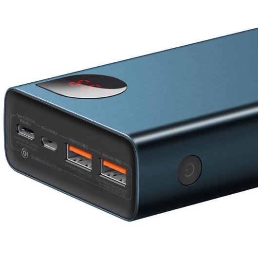 Baseus Adaman Powerbank 65W 20000mAh Azul Metálico + Cabo 50cm USB-A/USB-C 60W (20V/3A)