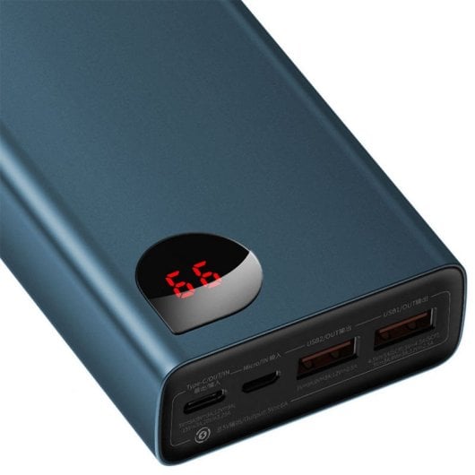 Baseus Adaman Powerbank 65W 20000mAh Azul Metálico + Cabo 50cm USB-A/USB-C 60W (20V/3A)