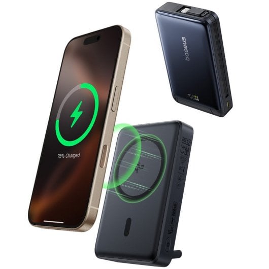 Baseus Nomos Soporte y PowerBank 45W 10000mAh Inalambrico Magnetico Qi2 Azul Oscuro