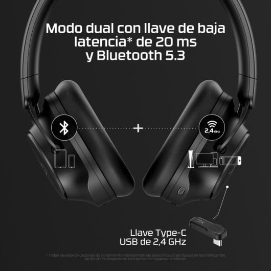 HyperX Cloud MIX 2 Headset Gaming Sem Fios Bluetooth com Cancelamento de Ruído Preto