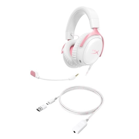 HyperX Cloud III Auriculares Gaming USB Blanco/Rosa