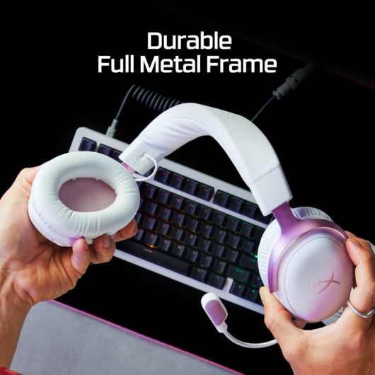HyperX Cloud III Headset Gaming USB Branco/Rosa