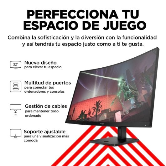 HP OMEN 32c 31.5" LED VA QHD 165Hz HDR400 Altura Ajustable FreeSync Premium Curvo