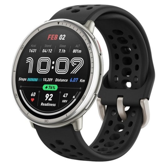 Montre connectée Amazfit Active 2 R 1,32" 2 000 nits avec cartographie hors ligne, bracelet argent et noir