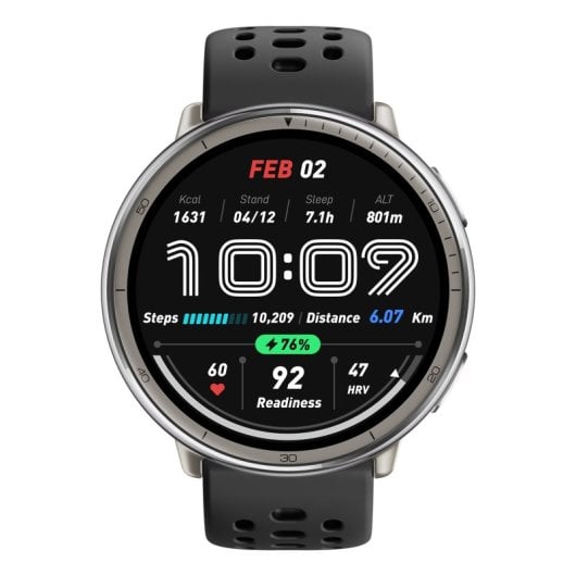 Montre connectée Amazfit Active 2 R 1,32" 2 000 nits avec cartographie hors ligne, bracelet argent et noir