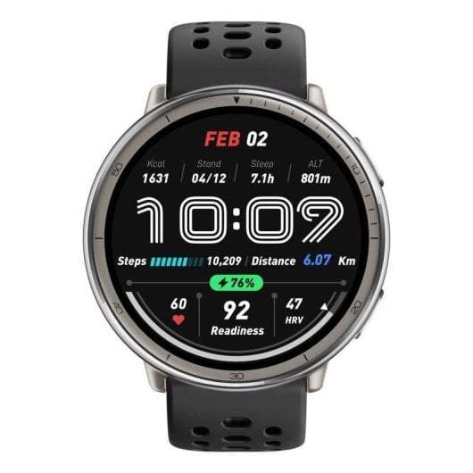 Amazfit Active 2 Bluetooth GPS 43,9mm AMOLED Prata com Pulseira Preta M Resistência à Água 5ATM SpO2 Pulsómetro Sono