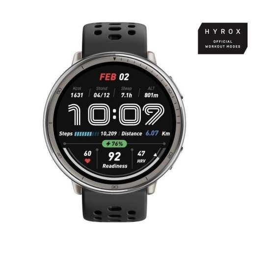 Amazfit Active 2 Bluetooth GPS 43,9mm AMOLED Prata com Pulseira Preta M Resistência à Água 5ATM SpO2 Pulsómetro Sono