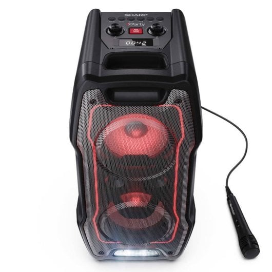 Sharp PS-931 Enceintes de fête avec microphone TWS Bluetooth 5.3 2xUSB, 2x6,3 mm Lumière RVB, 180W 13 heures Noir.