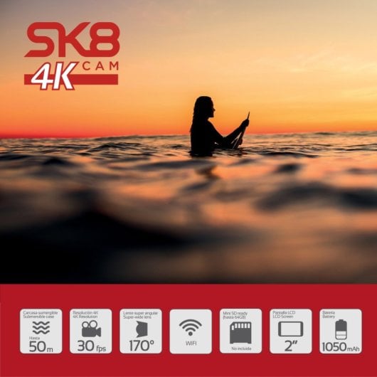 Caméra de sport SK8 CAM 4K UltraHD 4K 30FPS WiFi Noir
