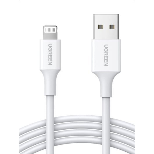 UGREEN 20728 USB-A-Stecker auf LIGHTNING-Kabel. Mfi-zertifiziert. 1 Meter. Farbe: Weiß. Kompatibel mit iPhone, iPad, iPod. Weiß