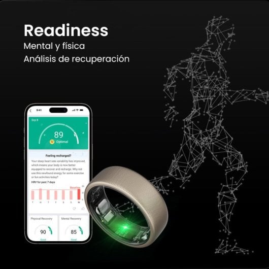 Bague connectée Amazfit Helio Ring taille 8 60,3 mm titane or