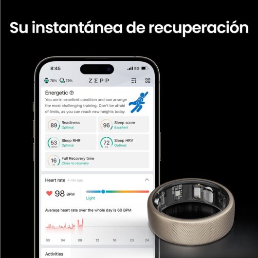 Bague connectée Amazfit Helio Ring taille 8 60,3 mm titane or