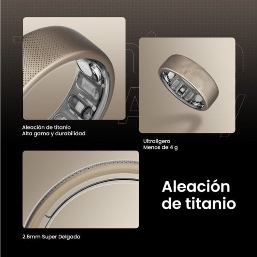 Bague connectée Amazfit Helio Ring taille 8 60,3 mm titane or