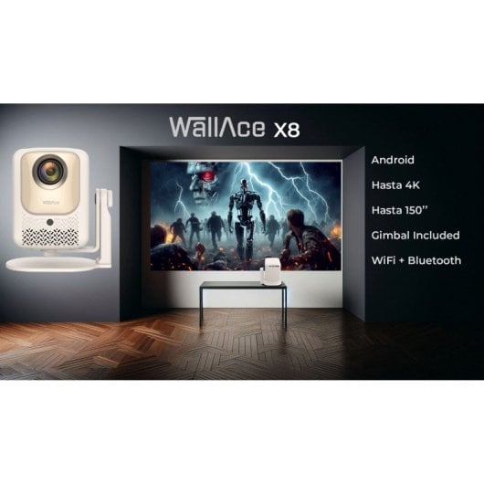 Wallace X8 Proyector Android HD 1280x720P Compatible 4K HDR 6000 Lúmenes Blanco