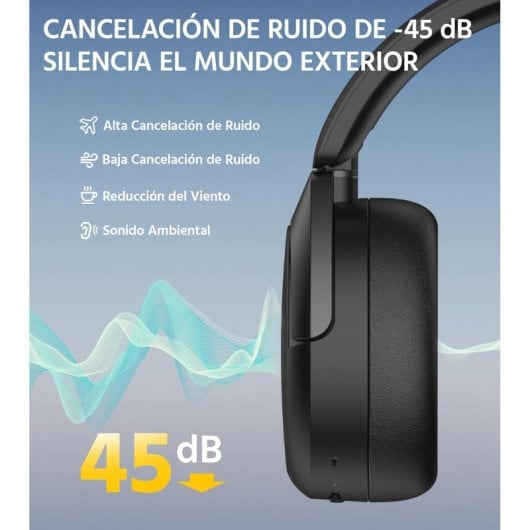 Edifier W830NB Auriculares Bluetooth Hi-Res Audio con Cancelación Activa de Ruido Negros