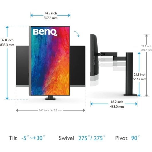 BenQ PD2706UA 27" LED IPS UltraHD 4K HDR400 Braccio ergonomico Altezza regolabile Altoparlanti USB-C