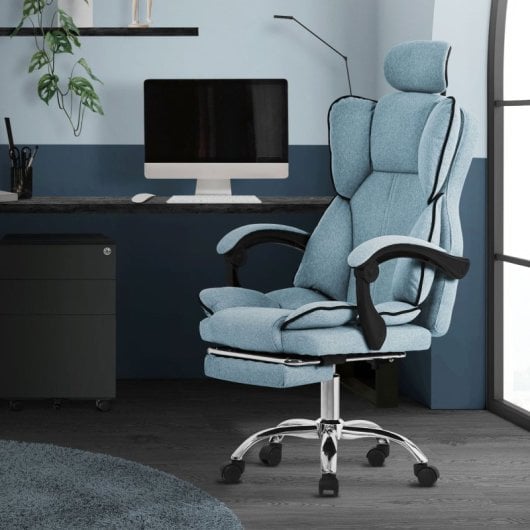 ML-Design Silla de Oficina Ergonómica Regulable Azul