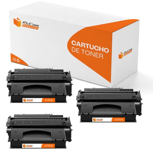 PcCom Essential HP Q7553X/53X Tóner Compatible Negro Pack 3