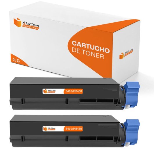 PcCom Essential OKI B410/B420/B430/B440/MB460/MB470/MB480 Tóner Compatible Negro Pack 2