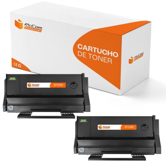 PcCom Essential Ricoh Aficio SP100E/SP112 Tóner Compatible Negro Pack 2