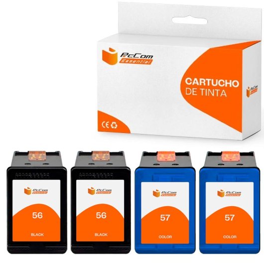 PcCom Essential HP 56/57 Cartucho Tinta Compatible Negro/tricolor Pack 4