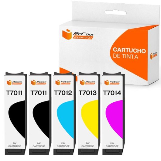 PcCom Essential Epson T7011/T7012/T7013/T7014 Cartucho Tinta Compatible Negro/Cian/Magenta/Amarillo Pack 5
