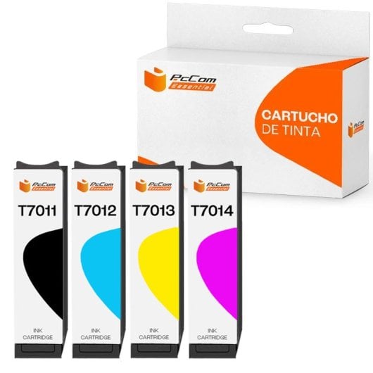 PcCom Essential Epson T7011/T7012/T7013/T7014 Cartucho Tinta Compatible Negro/Cian/Magenta/Amarillo Pack 4