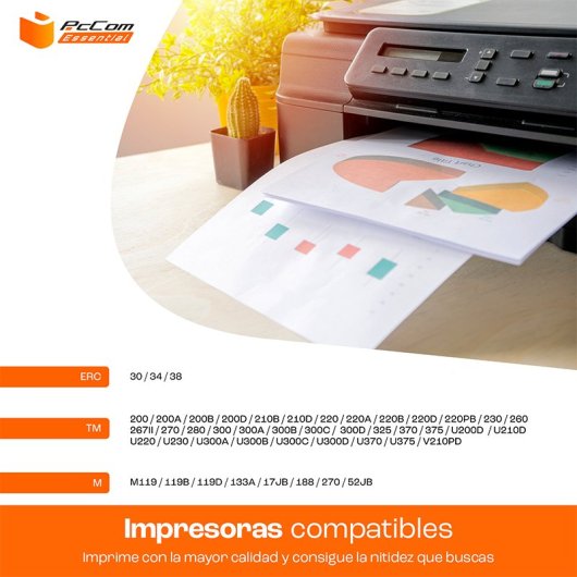 PcCom Essential Epson ERC38/ERC34/ERC30 Cinta Matricial Compatible Negro Pack 10