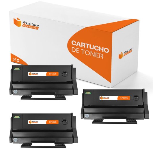 PcCom Essential Ricoh Aficio SP100E/SP112 Tóner Compatible Negro Pack 3
