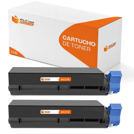 PcCom Essential OKI B432/B512/MB492/MB562/45807111 Tóner Compatible Negro Pack 2