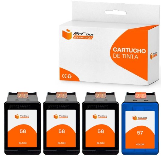 PcCom Essential HP 56/57 Cartucho Tinta Compatible Negro/tricolor Pack De 4