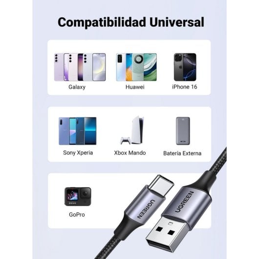 Ugreen 60126 Cabo USB-A para USB-C 1m Preto