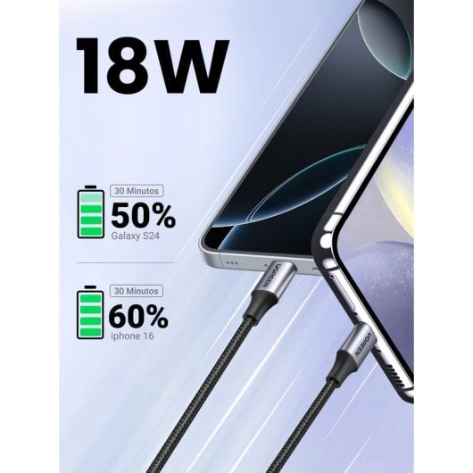 Ugreen 60126 Cabo USB-A para USB-C 1m Preto