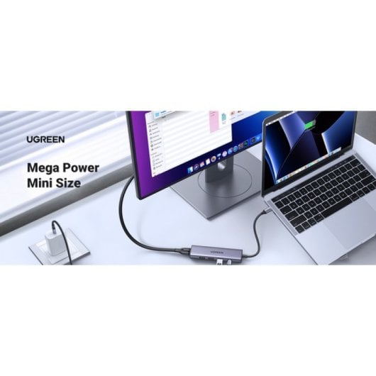 Ugreen 15596 HUB 5 en 1 USB-C a HDMI/3x USB 3.2/USB-C Gris