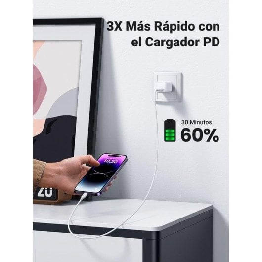 Lightning-Kabel Ugreen 10493 1 m USB-C zu Lightning Weiß MFI Schnellladen