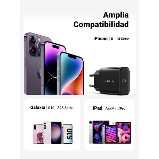 Ugreen 10191 Cargador Carga Rápida 20W USB-C Negro
