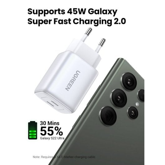 Chargeur Ugreen Nexode Gan 45w Blanc