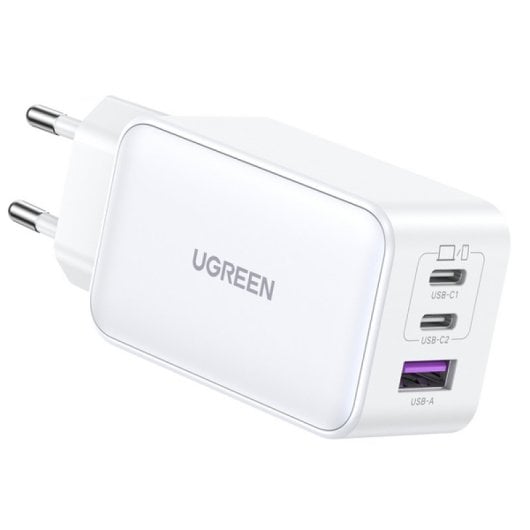Ugreen Nexode Cargador Carga Rápida Gan 65w 2 USB-C + 1 USB-A Blanco